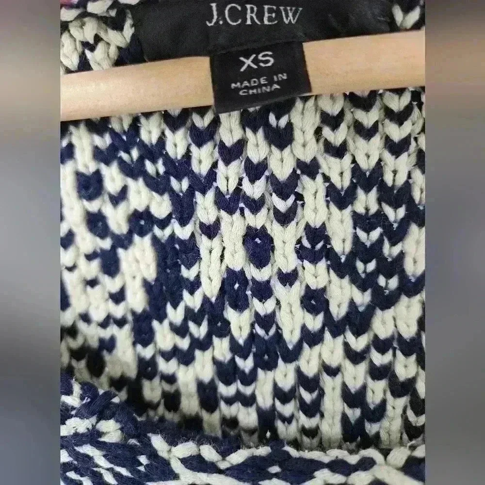 J. Crew Navy and White Nautical Style Boat Neck Sweater Size XS